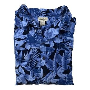 Panama Jack Vintage Hawaiian Shirt Floral Car Print Camp Beach Blue XXL/XXG
